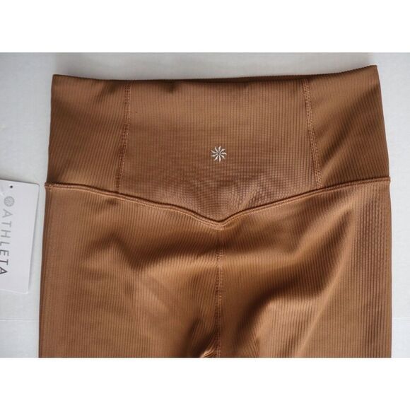 Athleta 410342 Women Sz S Walnut Brown High-Rise Elation Rib Tight Leggings - Picture 6 of 12